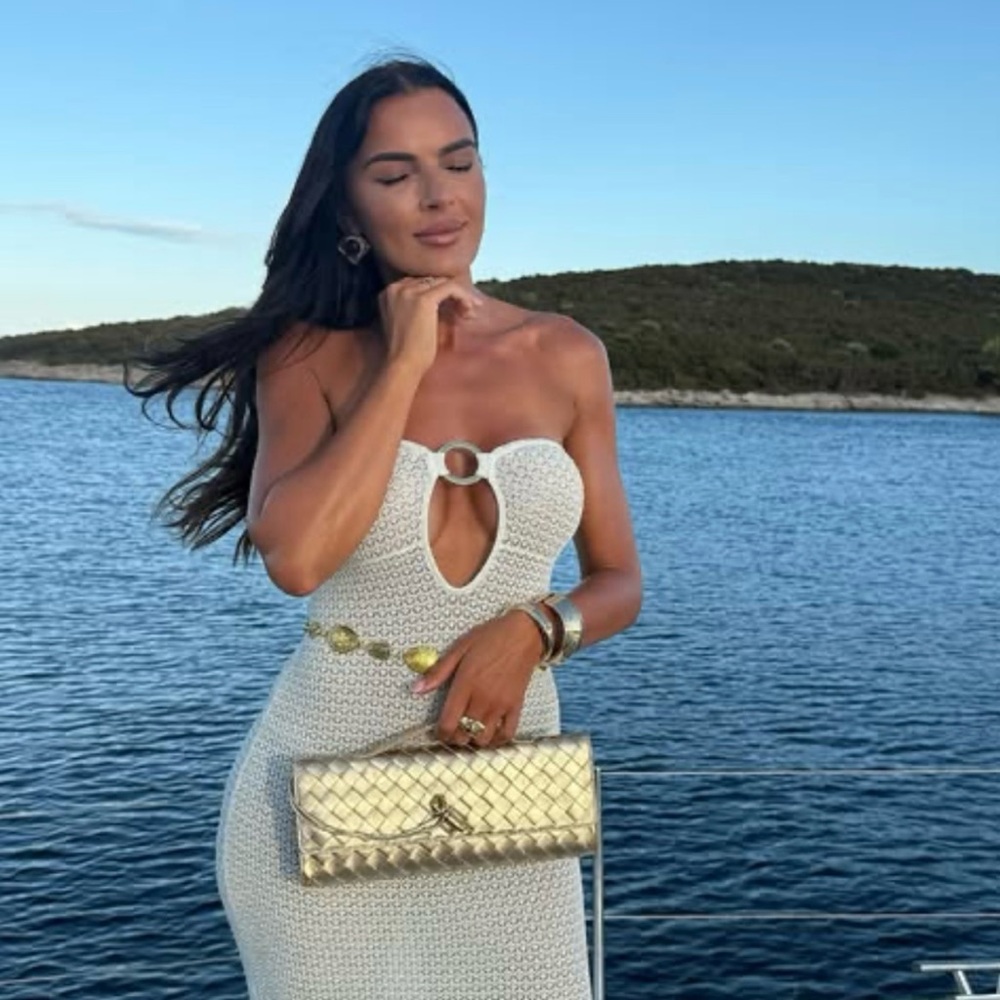 MONDAY SWIMWEAR Montego Bandeau Dress - Ivory Lurex Lace Crochet Petite / XS - Picture 11 of 16